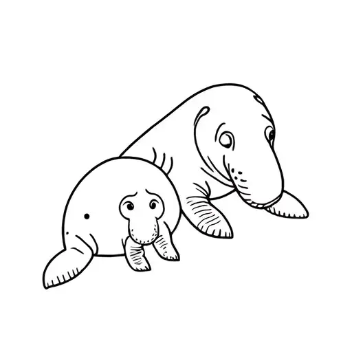 Manatee Dad And Daughter