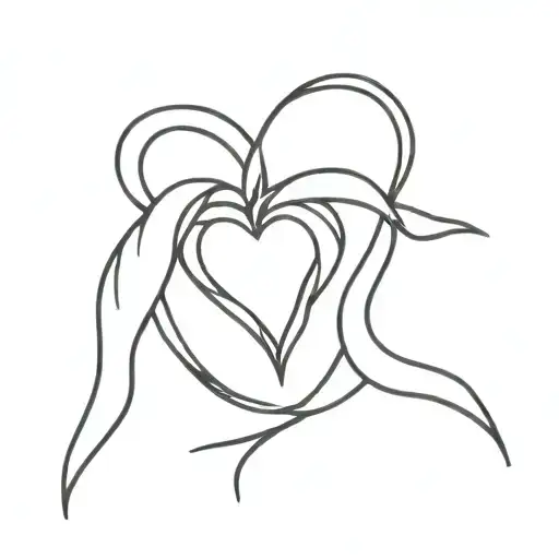 A Simple Line Tattoo Of A Heart Turning Into A Ribbon