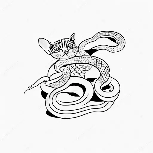I Want A Tattoo Of A Cat Wrapped Around A Snake With A Date Written On Snake's Skin - 18-02-23