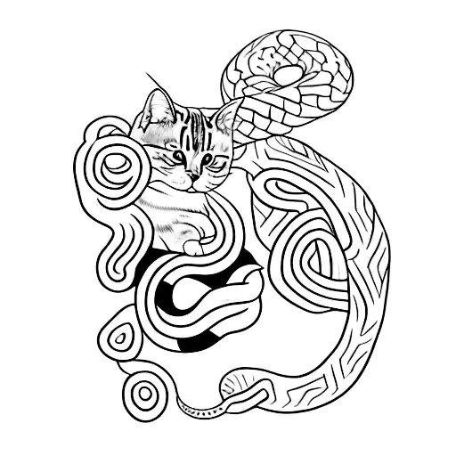 I Want A Tattoo Of A Cat Wrapped Around A Snake With A Date Written On Snake's Skin - 18-02-23