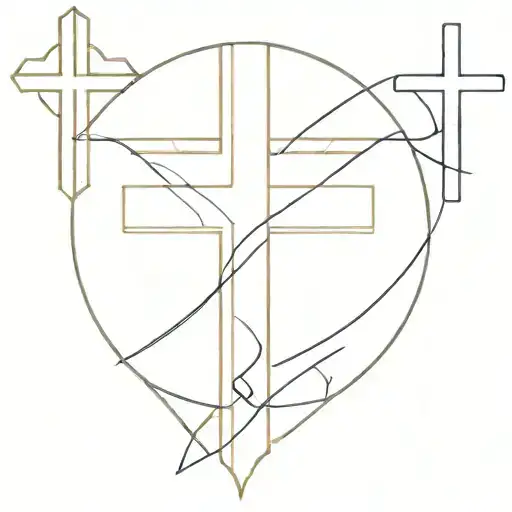 A Minimalist Geometric Design Of A Cross Symbolizing Faith And Family