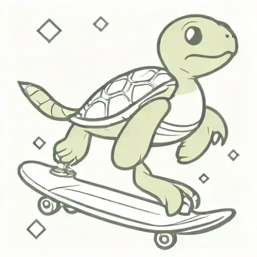 Cartoon Turtle On Skateboard