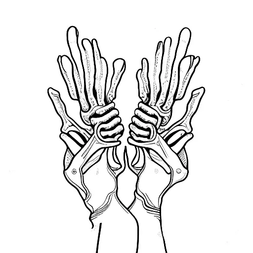 Bone Hand Reaching Out To Female Hand
