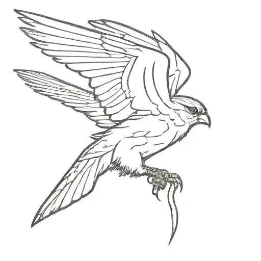 Sparrow Fighting Hawk Flying