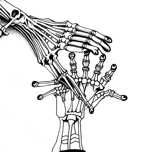 Skeleton Hand Reaching Out To Female Hand