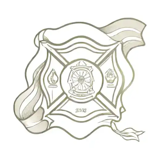 Firefighter Emblem With Flag