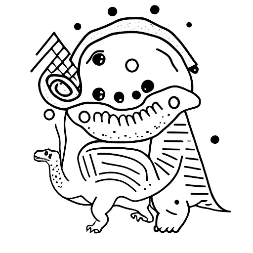 Dinosaur Holding Little Harp