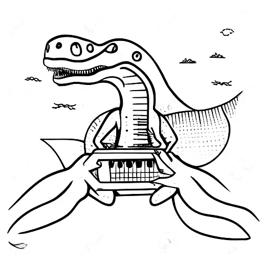 Dinosaur Holding Little Harp