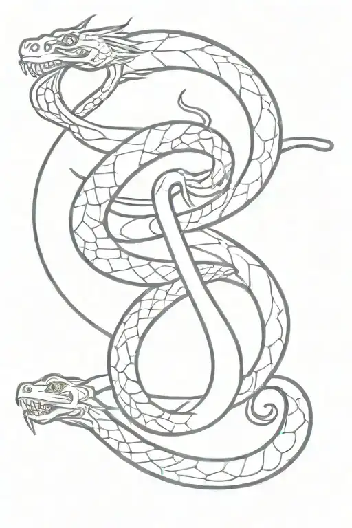 A Snake And Dragon Wrapping Around Each Other With Their Heads Meeting At The Top