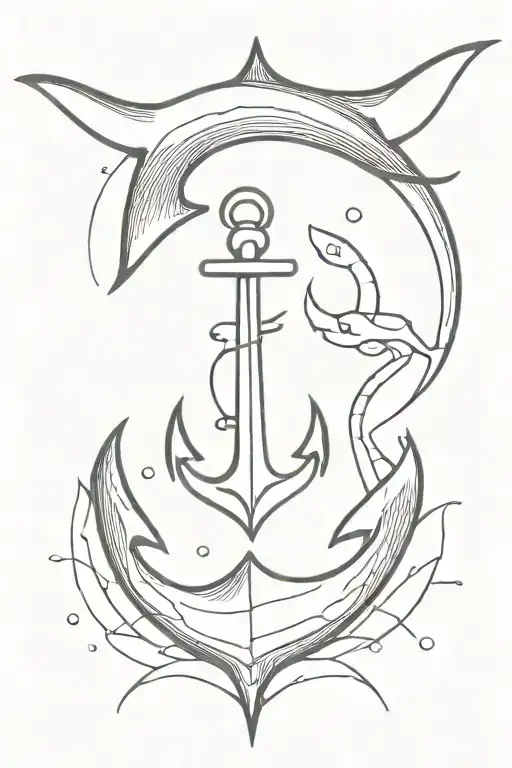 Anchor And Manta Ray Gracefully Swimming