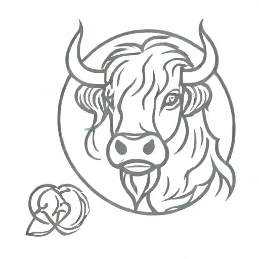 Triskele Symbol And Scottish Highland Cow Head