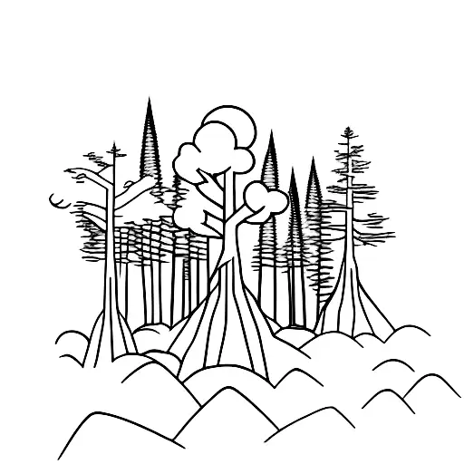 Pine Forest With Animals