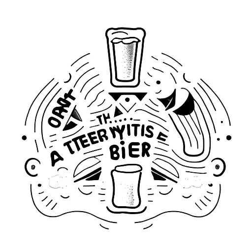 A Minimalist Tattoo Of A Group Of Friends Raising Their Beer Glasses