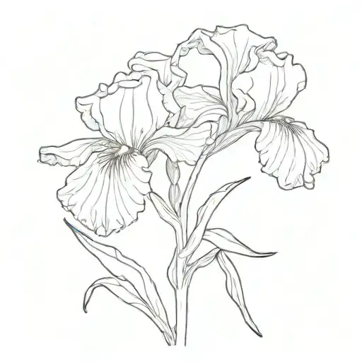 Single Iris With Stem