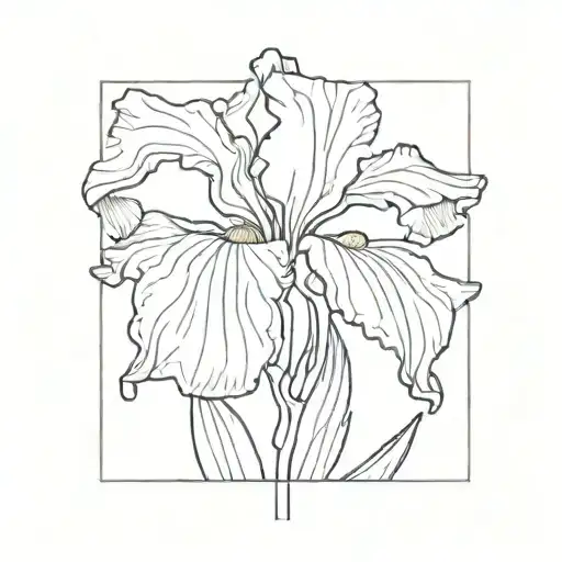 Single Iris With Stem In Color