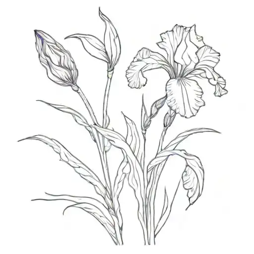 Simple Purple Wild Iris With Stem