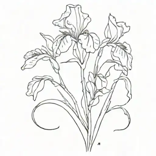 Simple Purple Wild Iris With Stem