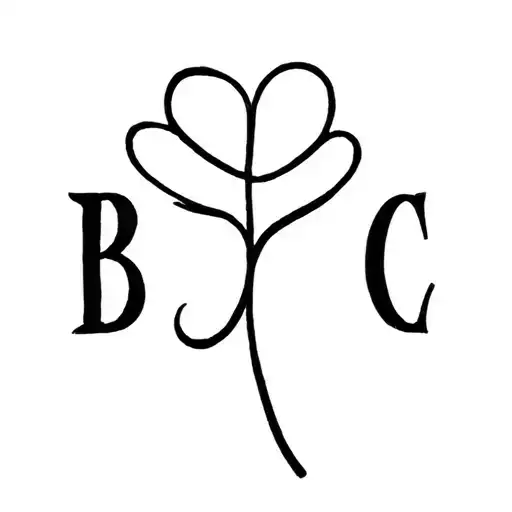 A Tattoo That Is A Three Leaf Clover With Each Clover Representing A Letter B E And C