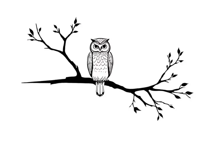 Owl Sitting On Tree Branch