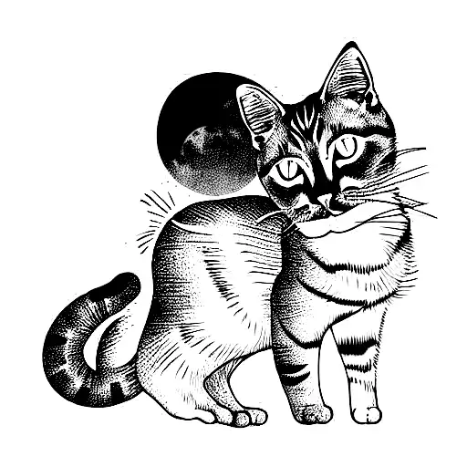Cat Standing On A New Moon