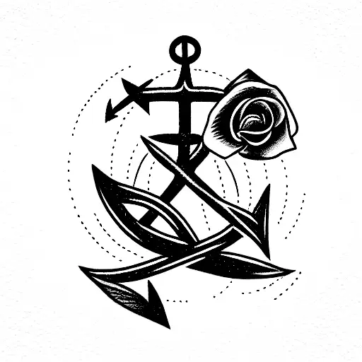 Rose And Anchor And Cross