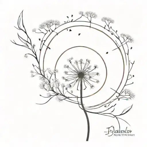 Dandelion With Infinity Symbol And Three Damdelion Seeds