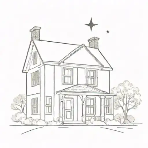 Colonial Home With North Star Above It