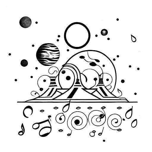 Old Music Hall With One Pianist Surrounded By Planets