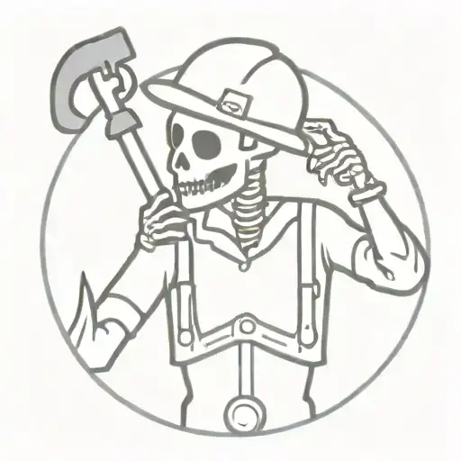 A Skeleton Dressed As A Miner Hard Hat