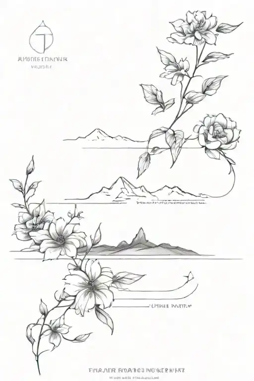 Travel Spine Tattoo With Flowers