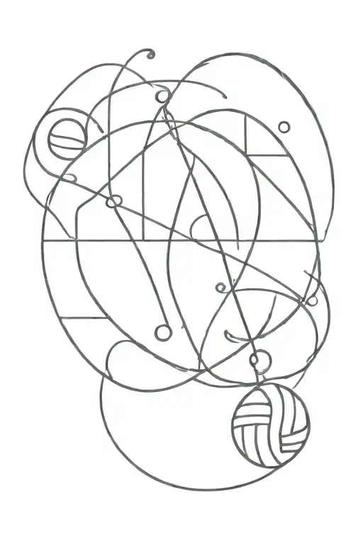 Aquarius Symbol And Volleyball Surrounded