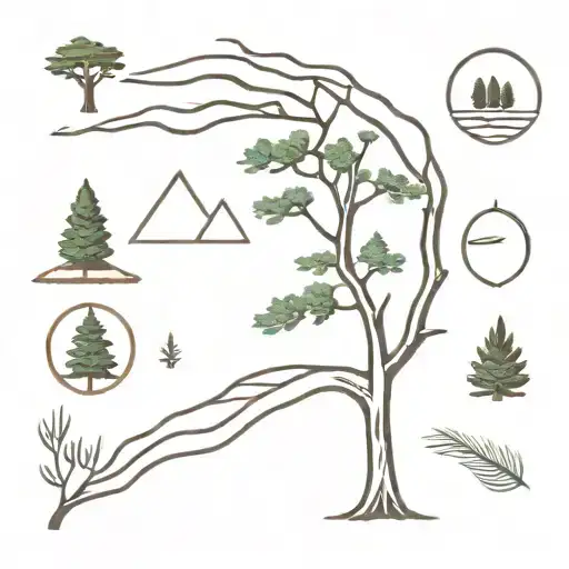 Traditional Culture Of Lebanon In Small Tattoo Showing The Cedar Tree And Other Cultural Symbols
