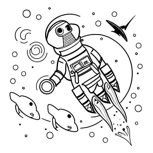 A Fashion-forward Astronaut Exploring The Depths Of The Ocean