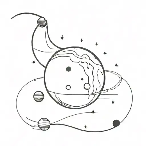 Sleepy Moon With Solar System