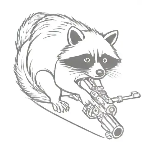 Raccon Whith Gun Shooting