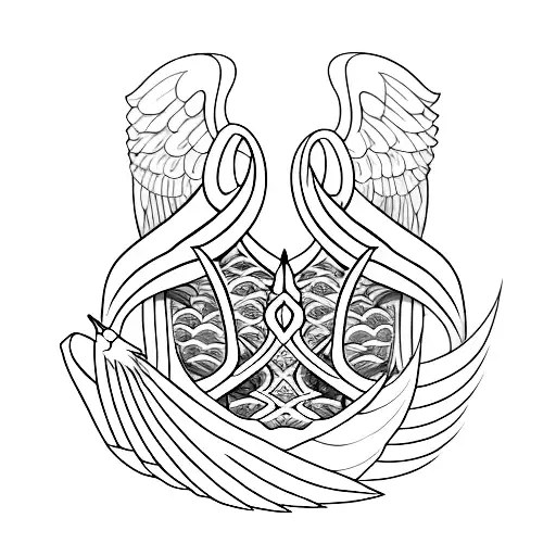 Katana With 2 Angel Wing Of Each Side