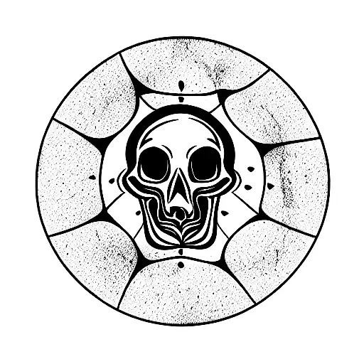 Portuguese Tile With A Skull On Its Center