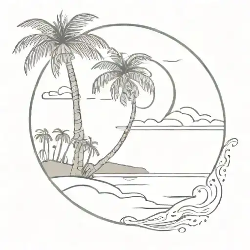 Charleston Beach Sunset With Palm