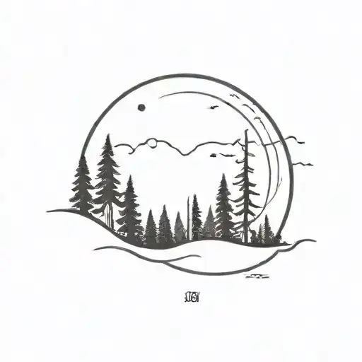 Moon Behind Treeline