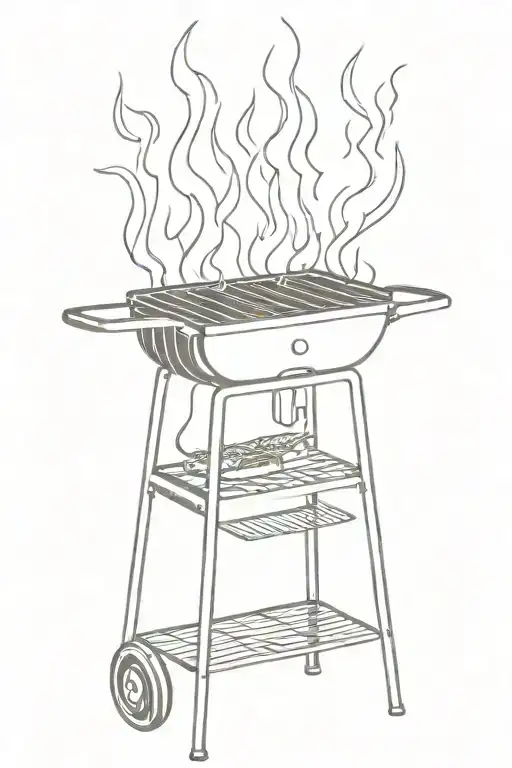 A Weber Grill With Some Flames Coming Through The Grates And Meat On It