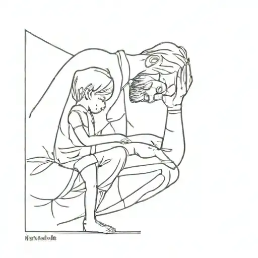 Dad Is Bealding His Child And Teaching Him Life