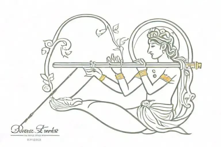 Roman Date With Krishna Flute Surrounded