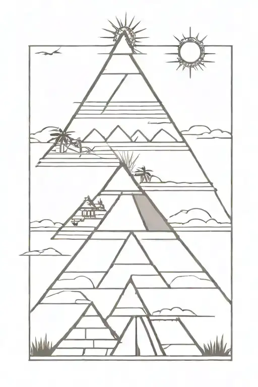 Minimalist Mayan Beach Pyramid Straight Lines