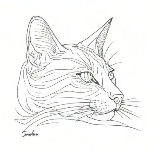 A Simple Minimalist Singleline Tattoo Design Of A Cat Profile