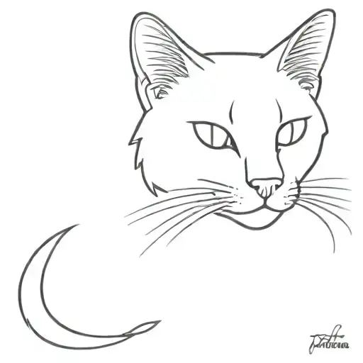 A More Simple Minimalist Singleline Tattoo Design Of A Furry Cat Side Profile