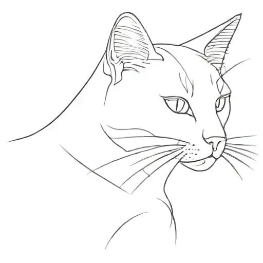 A More Simple Minimalist Singleline Tattoo Design Of A Furry Cat Side Profile