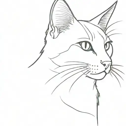 A More Simple Minimalist Singleline Tattoo Design Of A Furry Cat Side Profile