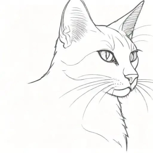 A More Simple Minimalist Singleline Tattoo Design Of A Furry Cat Side Profile