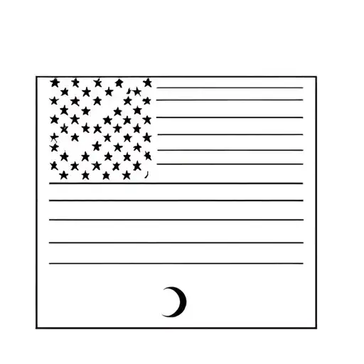 American Flag And Moon