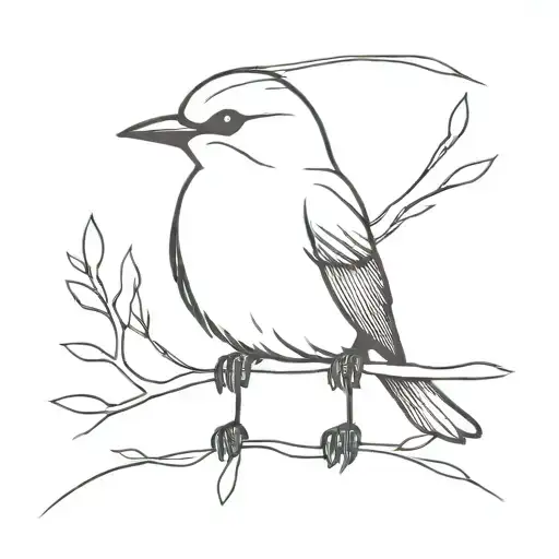 Finel Line Black Bird Sitting